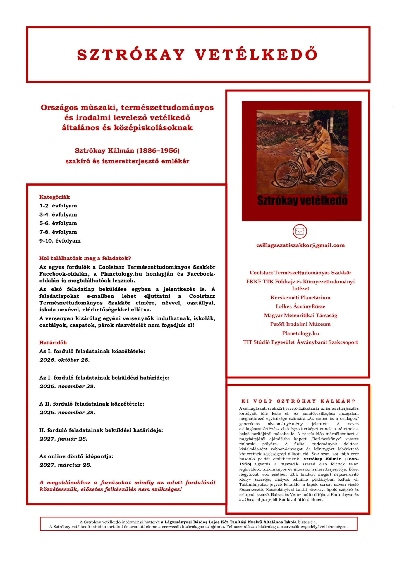 ‼️ Sztrókay vetélkedő ‼️ Menetrend ‼️
